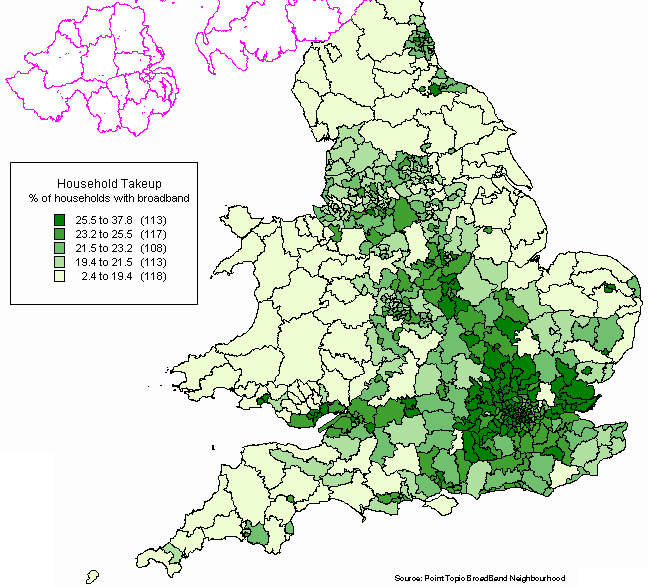 UK Broadband Penetration by Constituency March February 2005 - U.S. home users