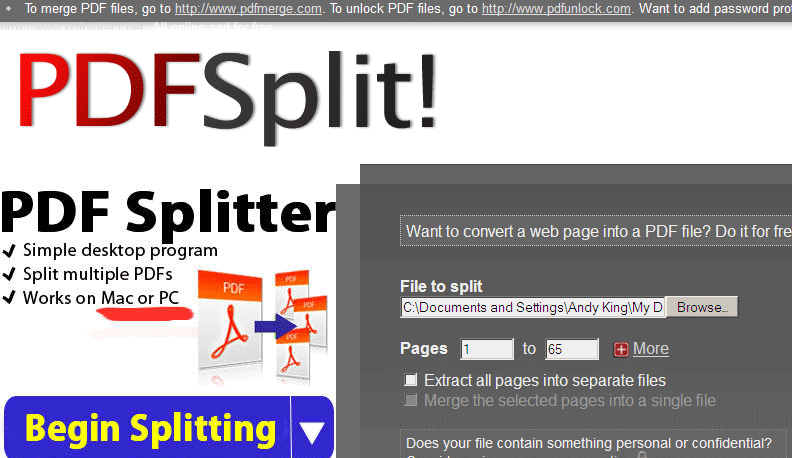 How to split a PDF into multiple files