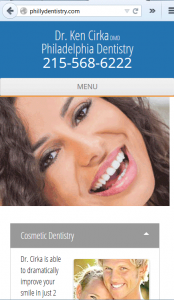 phillydentistry.com mobile after responsive redesign