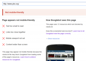 PBS.org Mobile Website Test Results