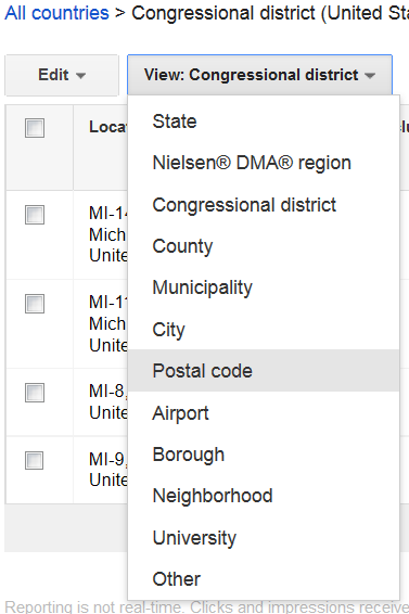 Location Reports by Postal Code