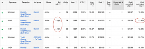 Ad Group View of Age Range Performance