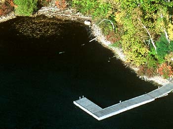 crop of dock and leaves of thousand island aerial