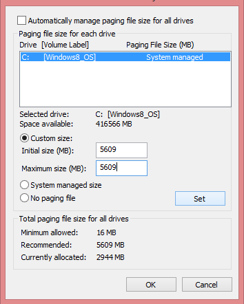 Paging File Configuration