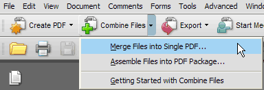 combine files menu acrobat 8