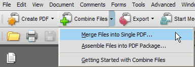 combine files menu. combine files menu acrobat 8