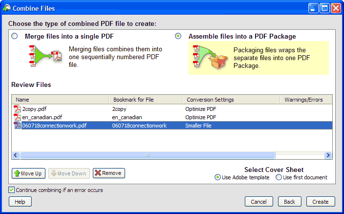 combining files into a package in acrobat 8 pro. combining files into a package in acrobat 8 pro