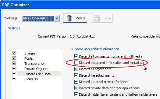 discard user data settings dialog acrobat 8